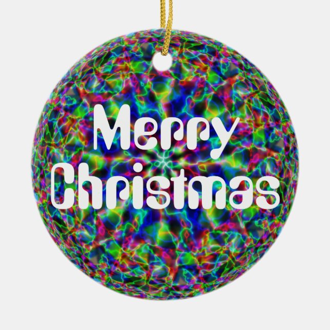 Adorno De Cerámica Feliz Navidad (cambia las palabras) (Frente)