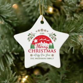 Adorno De Cerámica Feliz Navidad Caña de Caramelo Roja y Verde Person