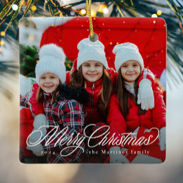 Adorno De Cerámica Feliz Navidad clásica guión de una foto festividad