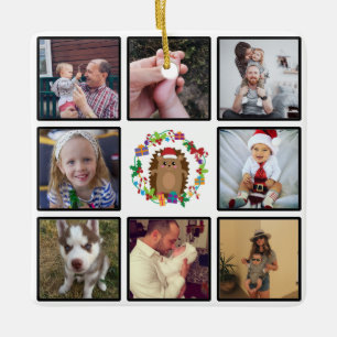 Adorno De Cerámica Feliz Navidad Collage Personalizado de Hedgehog Wr
