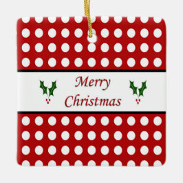 Adorno De Cerámica Feliz Navidad con el patrón Polka Dot