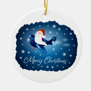Adorno De Cerámica Feliz Navidad con Santa