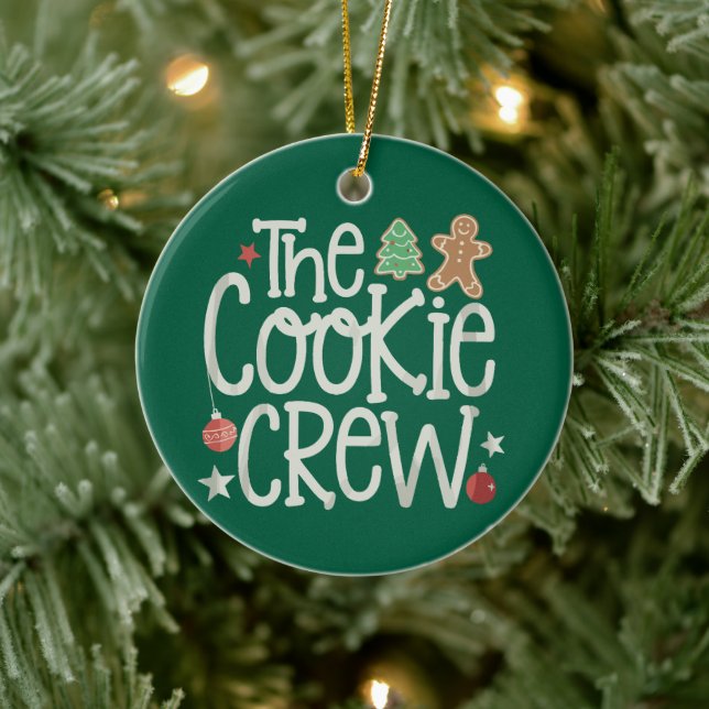 Adorno De Cerámica Feliz Navidad, Cookie Crew Navidad coincidiendo (Árbol)
