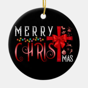 Adorno De Cerámica Feliz Navidad Cruz Cristiana Religiosa