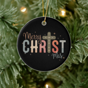 Adorno De Cerámica Feliz Navidad Cruz Religiosa Cristiana Familia 