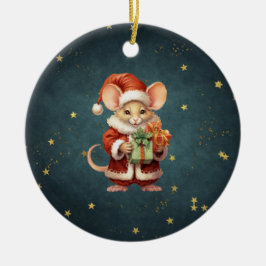 Adorno De Cerámica Feliz Navidad Cute Mouse