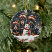 Feliz Navidad Dachshund Perros Snowman