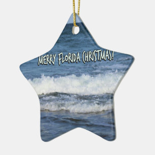 Adorno De Cerámica Feliz Navidad de Florida sobre el Océano