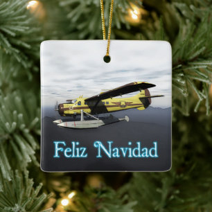 Adorno De Cerámica Feliz Navidad - de Havilland DH3-C Otter