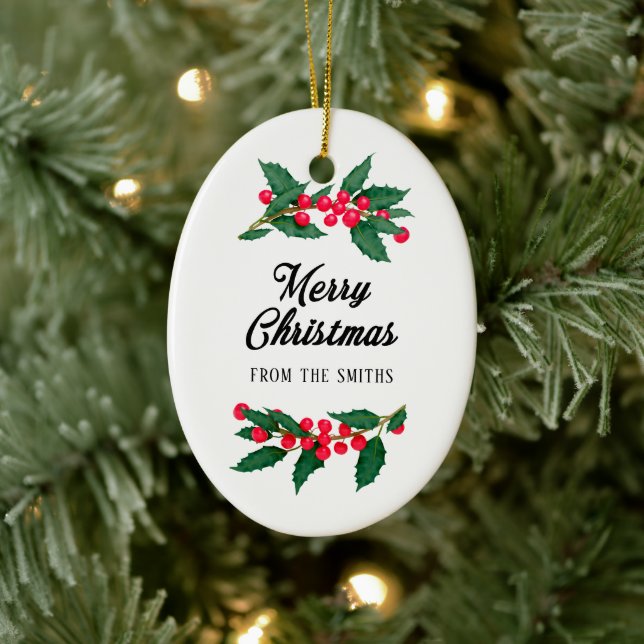 Adorno De Cerámica Feliz Navidad De La Familia (Árbol)