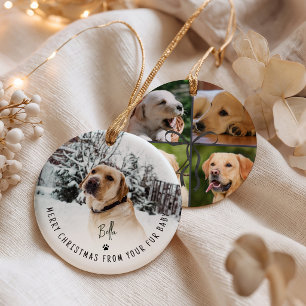 Adorno De Cerámica Feliz Navidad De Tu Bebé Peludo 5 Foto Perro
