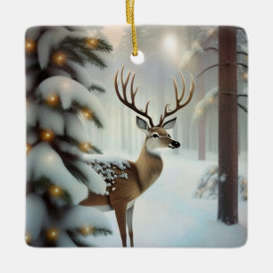 Adorno De Cerámica Feliz Navidad Deer