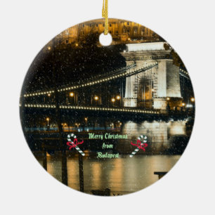 Adorno De Cerámica Feliz Navidad desde Budapest