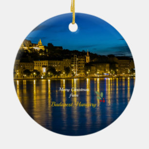 Adorno De Cerámica Feliz Navidad desde Budapest, Hungría