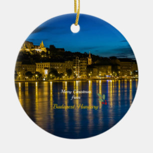 Adorno De Cerámica Feliz Navidad desde Budapest, Hungría