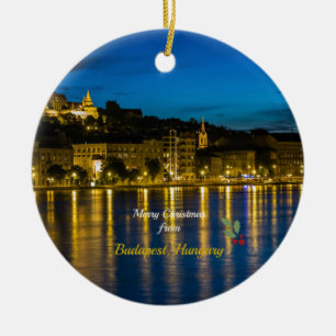Adorno De Cerámica Feliz Navidad desde Budapest, Hungría,