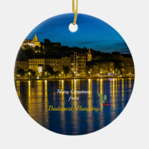 Adorno De Cerámica Feliz Navidad desde Budapest - Río Danubio