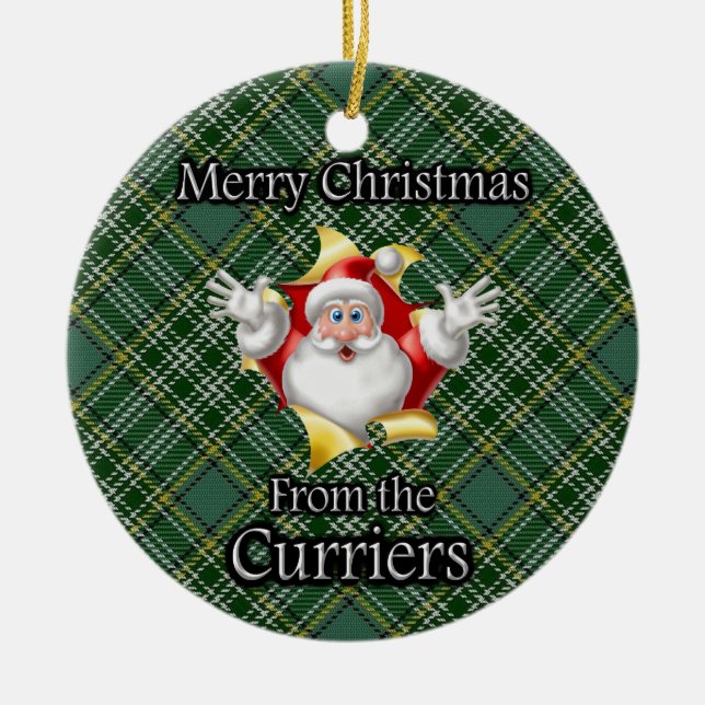 Adorno De Cerámica Feliz Navidad desde el Clan Currier Currier (Frente)