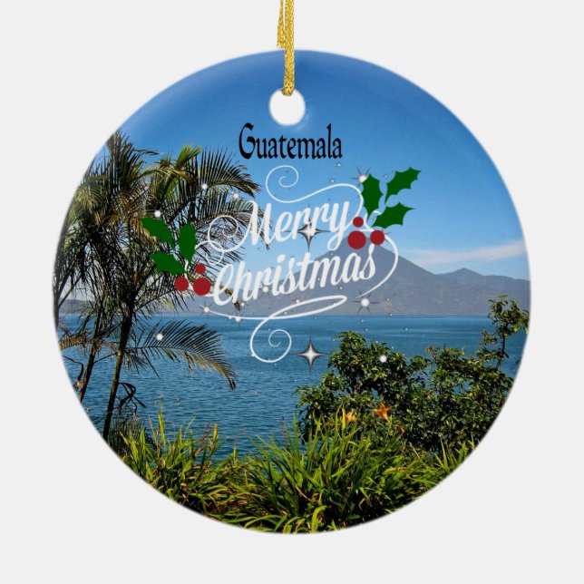 Adorno De Cerámica Feliz Navidad desde Guatemala (Atrás)