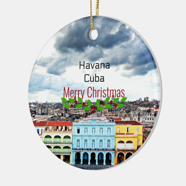 Adorno De Cerámica Feliz Navidad desde La Habana, Cuba (Izquierda)