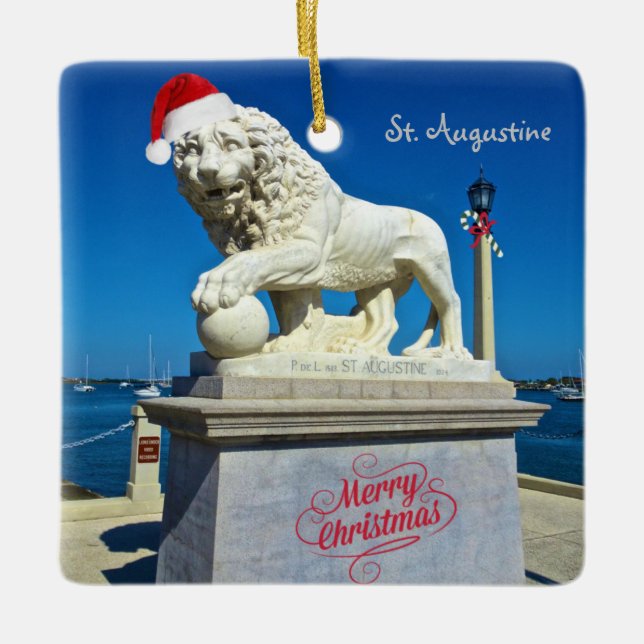 Adorno De Cerámica Feliz Navidad desde la Sunny St. Augustine Florida (Anverso)