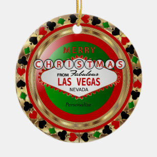 Adorno De Cerámica Feliz Navidad desde Las Vegas
