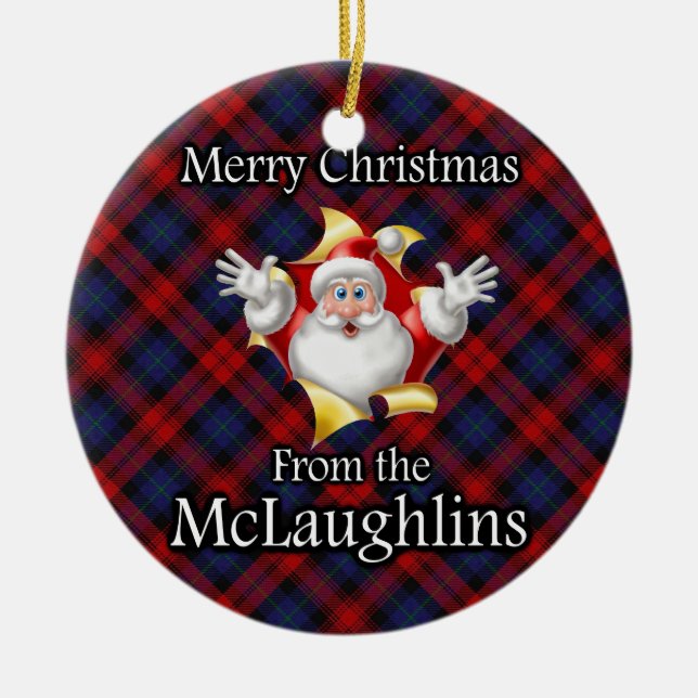 Adorno De Cerámica Feliz Navidad desde McLaughlin MacLachlan Clan (Frente)