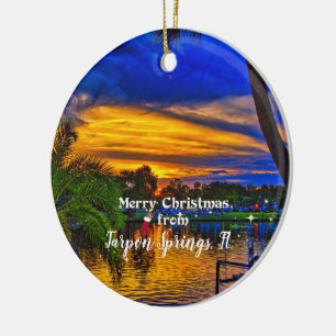 Adorno De Cerámica Feliz Navidad desde Tarpon Springs, FL