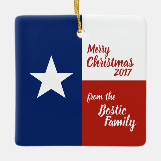 Adorno De Cerámica Feliz Navidad desde Texas (Anverso)