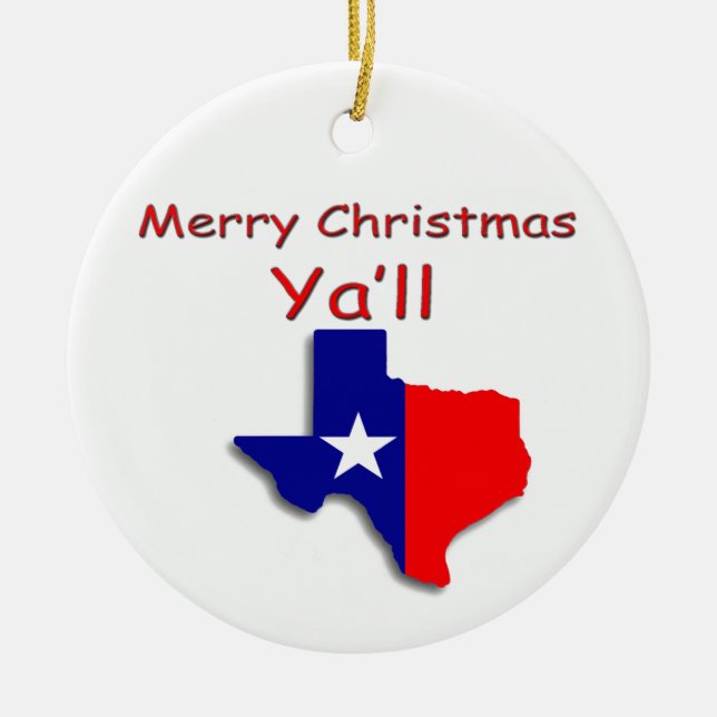 Adorno De Cerámica Feliz Navidad desde Texas Ornament (Frente)