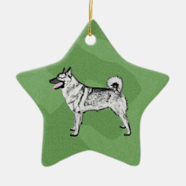 Adorno De Cerámica Feliz Navidad Elkhound