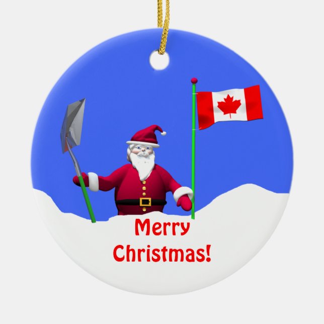 Adorno De Cerámica Feliz Navidad en Canadá (Frente)