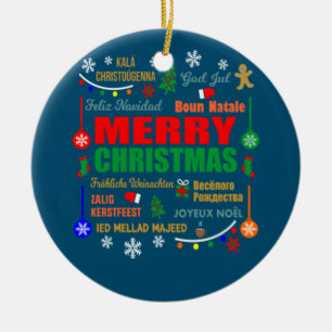 Adorno De Cerámica Feliz Navidad En Diferentes Idiomas Navidad