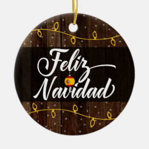 Adorno De Cerámica Feliz Navidad en español, Feliz Navidad