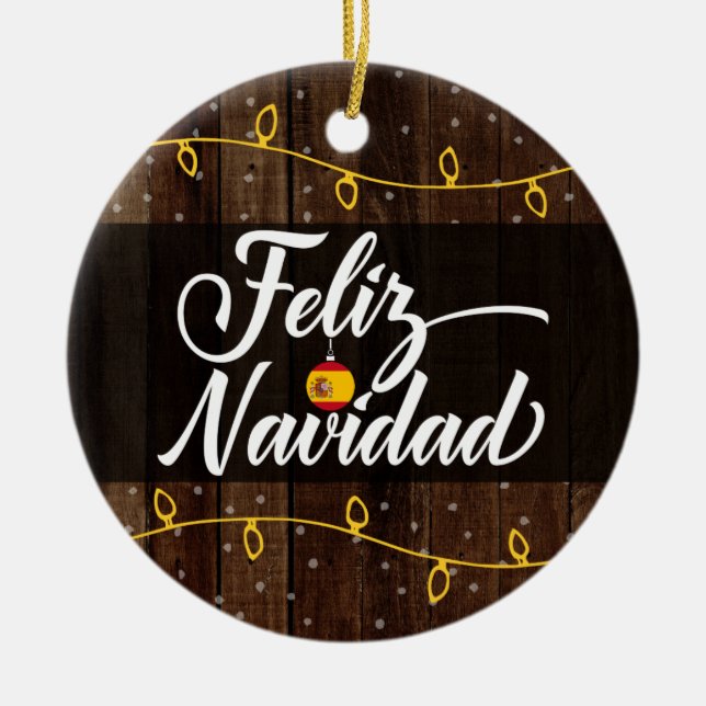 Adorno De Cerámica Feliz Navidad en español, Feliz Navidad (Frente)