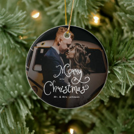 Adorno De Cerámica Feliz Navidad Escritura Caprichosa Foto Personaliz