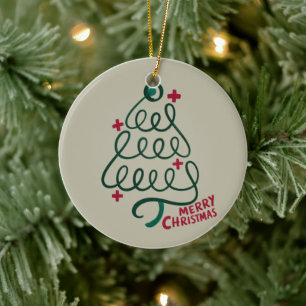 Adorno De Cerámica Feliz Navidad Estetoscopio CNA Trabajador Médico