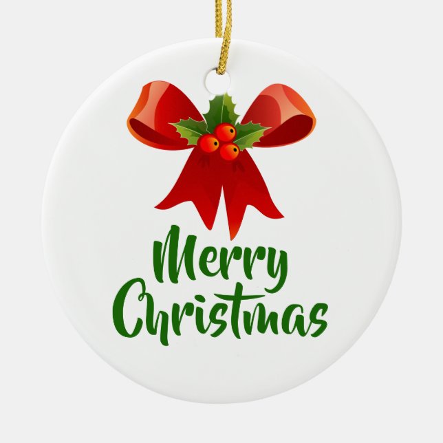 Adorno De Cerámica Feliz Navidad Estilo Retro (Frente)