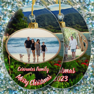 Adorno De Cerámica Feliz Navidad Familia 0828
