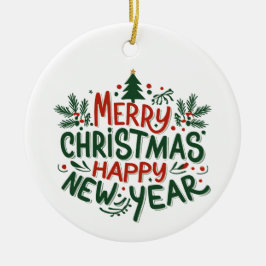 Adorno De Cerámica Feliz Navidad Feliz Año Nuevo
