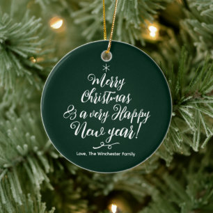 Adorno De Cerámica Feliz Navidad Feliz Año Nuevo guión verde lindo