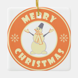 Adorno De Cerámica Feliz Navidad feliz estilo de café famoso de nieve