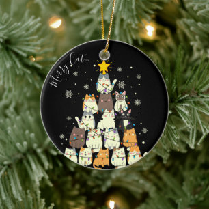 Adorno De Cerámica Feliz Navidad Feliz Gatonavidad Árbol de Gatos