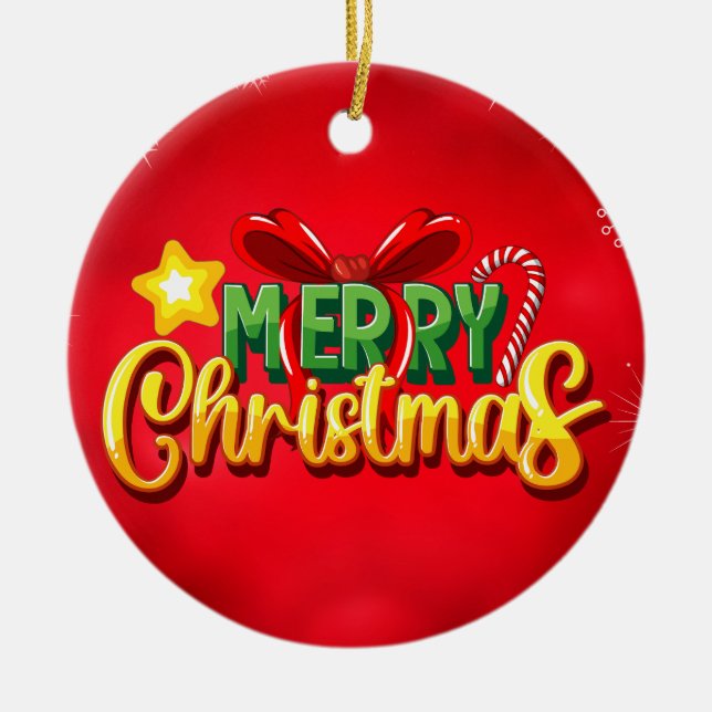 Adorno De Cerámica Feliz Navidad Feliz Navidad Feliz Navidad Festivid (Frente)