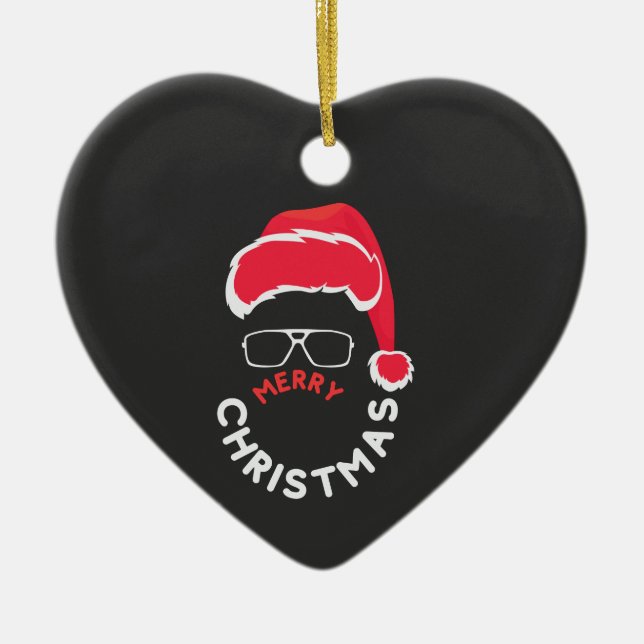 Adorno De Cerámica Feliz Navidad, Feliz y Brillante (Frente)