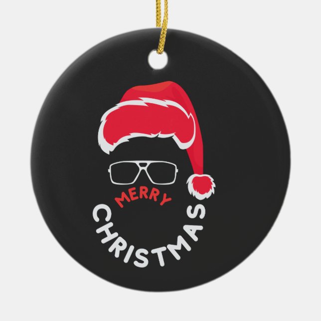 Adorno De Cerámica Feliz Navidad, Feliz y Brillante (Frente)