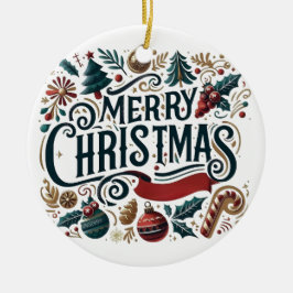 Adorno De Cerámica Feliz Navidad Festiva y Cordial