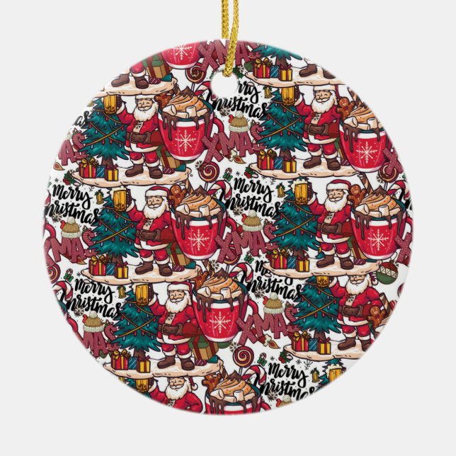 Adorno De Cerámica Feliz Navidad - Festividad de Navidad (Frente)