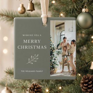 Adorno De Cerámica Feliz Navidad Foto Familiar Personalizada Moderna