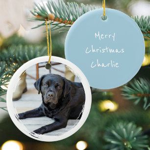 Adorno De Cerámica Feliz Navidad Foto Personalizada Perro Mascota Mod